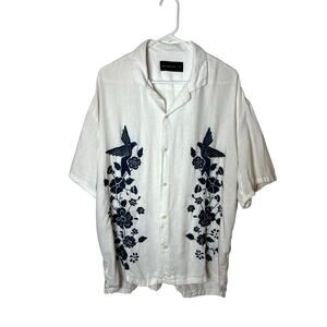 Abercrombie & Fitch Embroidered Button Down Resort Vacation Cotton Shirt XL